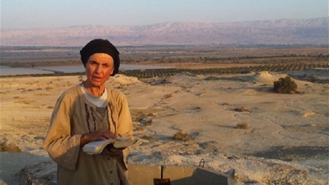Erna Covos gives a guided tour of the Gilgal east of Jericho