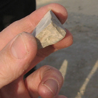 One of the many sharp flintstones found in the area of the Gilgal east of jericho