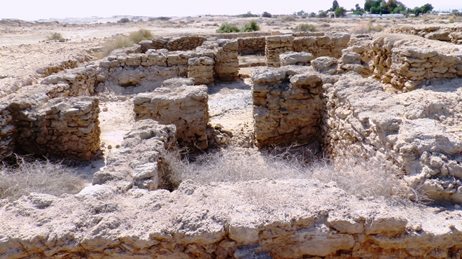 The ruins of the Biblical town of Beit Hogla east of Jericho